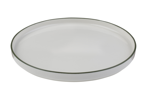 Mikasa Hospitality 6 1/2" Round Modest Flat Plate - Fine China, White/Green (5321589)-cityfoodequipment.com