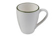 Mikasa Hospitality 10 oz Modest Mug - Fine China, White/Green (5321586)-cityfoodequipment.com