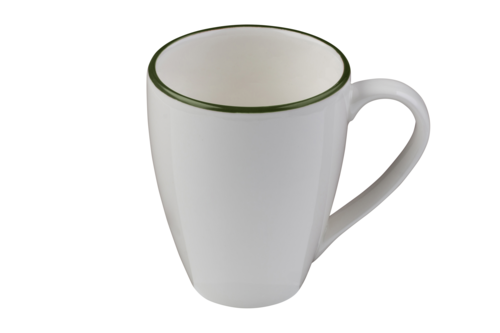 Mikasa Hospitality 10 oz Modest Mug - Fine China, White/Green (5321586)-cityfoodequipment.com