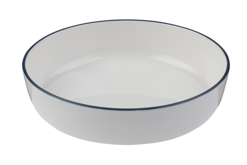 Mikasa Hospitality 39 9/16 oz Round Modest Bowl - Fine China, White/Navy (5321456)-cityfoodequipment.com