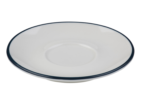 Mikasa Hospitality 4 7/8" Round Modest Saucer - Fine China, White/Navy (5321449)-cityfoodequipment.com