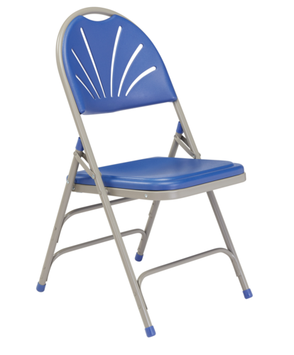 National Public Seating 1105 Folding Chair w/ Blue Plastic Fan Back & Seat - Steel Frame, Gray-cityfoodequipment.com