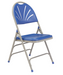 National Public Seating 1105 Folding Chair w/ Blue Plastic Fan Back & Seat - Steel Frame, Gray-cityfoodequipment.com