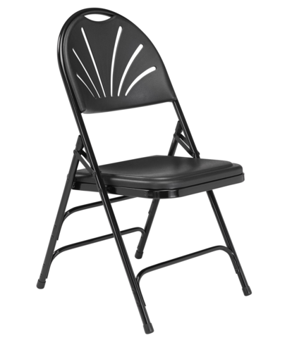 National Public Seating 1110 Folding Chair w/ Black Plastic Fan Back & Seat - Steel Frame, Black-cityfoodequipment.com