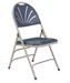 National Public Seating 1115 Folding Chair w/ Dark Blue Plastic Fan Back & Seat - Steel Frame, Gray-cityfoodequipment.com