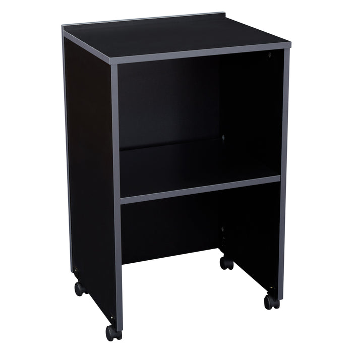 National Public Seating 112-BK Floor Lectern Base w/ (1) Shelf - 21 1/8" x 17 1/2" x 33 3/4", Laminate, Black-cityfoodequipment.com