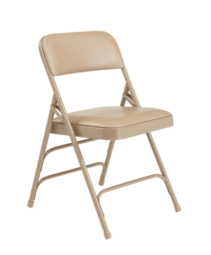 National Public Seating 1301 Folding Chair w/ French Beige Vinyl Back & Seat - Steel Frame, Beige-cityfoodequipment.com