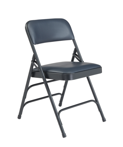 National Public Seating 1304 Folding Chair w/ Dark Midnight Blue Vinyl Back & Seat - Steel Frame, Char-Blue-cityfoodequipment.com