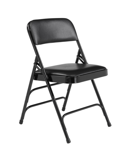 National Public Seating 1310 Folding Chair w/ Midnight Black Vinyl Back & Seat - Steel Frame, Black-cityfoodequipment.com