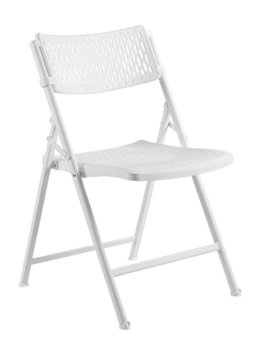 National Public Seating 1421 Folding Chair w/ White Plastic Back & Seat - Steel Frame, White-cityfoodequipment.com