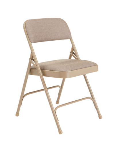 National Public Seating 2201 Folding Chair w/ CafÃ© Beige Fabric Back & Seat - Steel Frame, Beige-cityfoodequipment.com