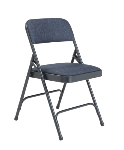 National Public Seating 2204 Folding Chair w/ Imperial Blue Fabric Back & Seat - Steel Frame, Char-Blue-cityfoodequipment.com