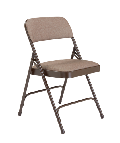 National Public Seating 2207 Folding Chair w/ Russet Walnut Fabric Back & Seat - Steel Frame, Brown-cityfoodequipment.com