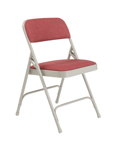 National Public Seating 2208 Folding Chair w/ Majestic Cabernet Fabric Back & Seat - Steel Frame, Gray-cityfoodequipment.com
