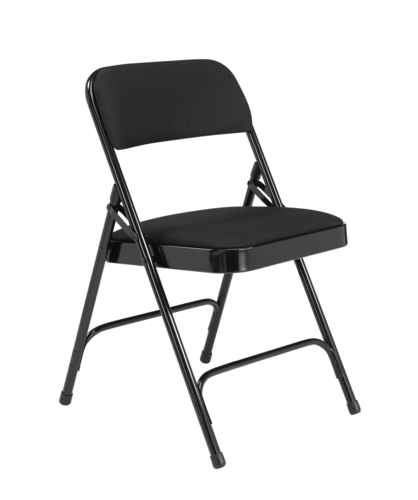 National Public Seating 2210 Folding Chair w/ Black Fabric Back & Seat - Steel Frame, Black-cityfoodequipment.com