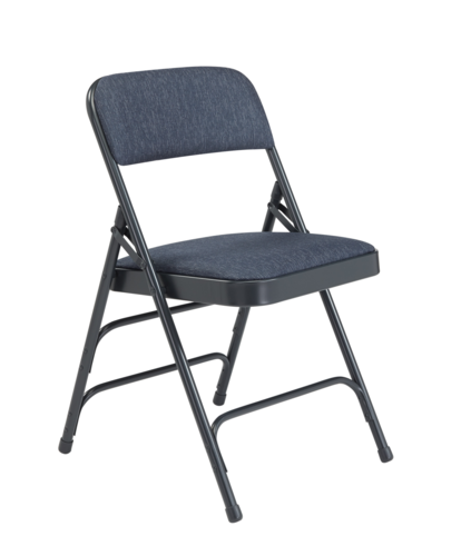 National Public Seating 2304 Folding Chair w/ Imperial Blue Fabric Back & Seat - Steel Frame, Char-Blue-cityfoodequipment.com