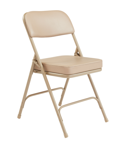 National Public Seating 3201 Folding Chair w/ Beige Vinyl Back & Seat - Steel Frame, Beige-cityfoodequipment.com