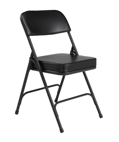 National Public Seating 3210 Folding Chair w/ Black Vinyl Back & Seat - Steel Frame, Black-cityfoodequipment.com