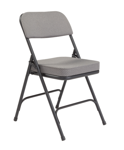 National Public Seating 3212 Folding Chair w/ Charcoal Gray Fabric Back & Seat - Steel Frame, Black-cityfoodequipment.com