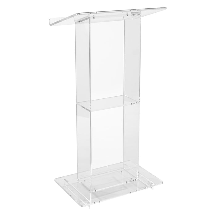 National Public Seating 401S Floor Lectern W/ (1) Shelf - 24" X 15" X 46", Acrylic, Clear-cityfoodequipment.com