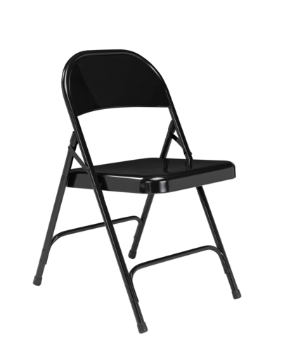National Public Seating 510 Folding Chair w/ Black Steel Back & Seat - Steel Frame, Black-cityfoodequipment.com