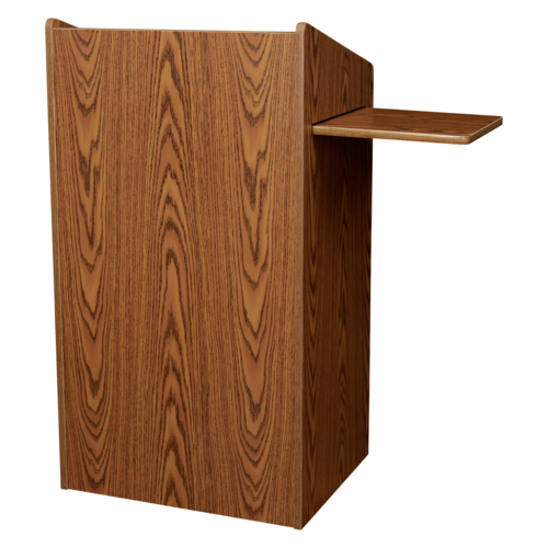 National Public Seating 600-MO Floor Lectern w/ (3) Shelves - 25" x 20" x 46", Laminate, Medium Oak-cityfoodequipment.com