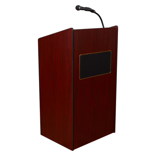 National Public Seating 6010-MY Floor Lectern w/ (2) Shelves - 25" x 20" x 46", Laminate, Mahogany-cityfoodequipment.com