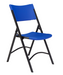 National Public Seating 604 Folding Chair w/ Blue Plastic Back & Seat - Steel Frame, Black-cityfoodequipment.com