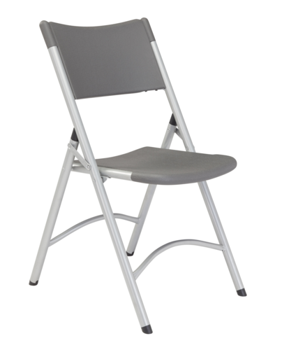 National Public Seating 620 Folding Chair W/ Charcoal Slate Plastic Back & Seat - Steel Frame, Silver-cityfoodequipment.com