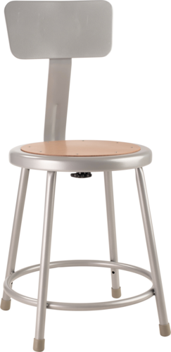 National Public Seating 6218B Round Stool w/ Solid Back & Masonite Board Seat, Gray-cityfoodequipment.com