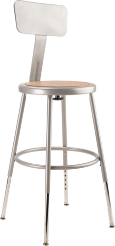 National Public Seating 6218HB Round Stool w/ Solid Back & Masonite Board Seat, Gray-cityfoodequipment.com