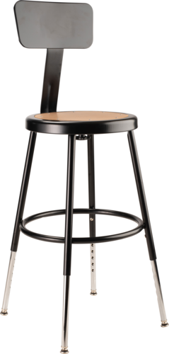 National Public Seating 6218HB-10 Round Stool w/ Solid Back & Masonite Board Seat, Black-cityfoodequipment.com
