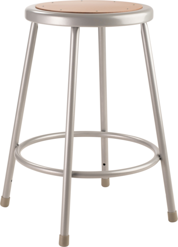 National Public Seating 6224 Round Backless Stool w/ Masonite Board Seat, Gray-cityfoodequipment.com