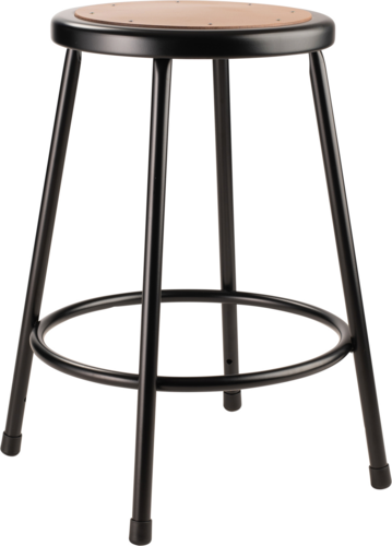 National Public Seating 6224-10 Round Backless Stool w/ Masonite Board Seat, Black-cityfoodequipment.com