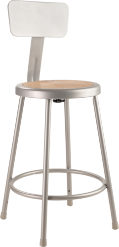 National Public Seating 6224B Round Stool w/ Solid Back & Masonite Board Seat, Gray-cityfoodequipment.com