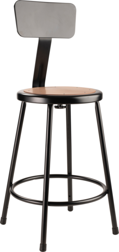 National Public Seating 6224B-10 Round Stool w/ Solid Back & Masonite Board Seat, Black-cityfoodequipment.com