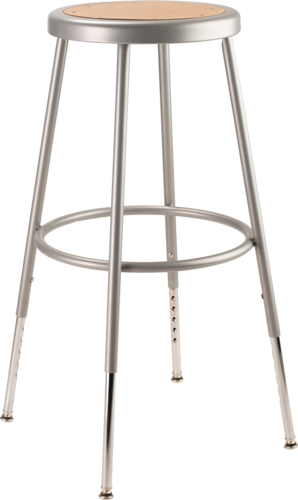 National Public Seating 6224H Round Backless Stool w/ Masonite Board Seat, Gray-cityfoodequipment.com