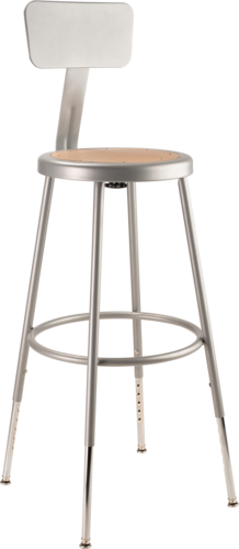 National Public Seating 6224HB Round Stool w/ Solid Back & Masonite Board Seat, Gray-cityfoodequipment.com