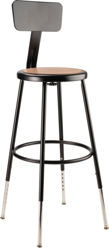 National Public Seating 6224HB-10 Round Stool w/ Solid Back & Masonite Board Seat, Black-cityfoodequipment.com