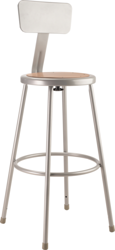 National Public Seating 6230B Round Stool w/ Solid Back & Masonite Board Seat, Gray-cityfoodequipment.com