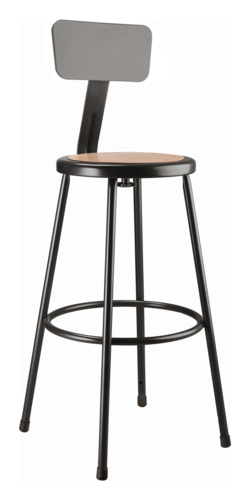 National Public Seating 6230B-10 Round Stool w/ Solid Back & Masonite Board Seat, Black-cityfoodequipment.com