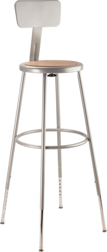 National Public Seating 6230HB Round Stool w/ Solid Back & Masonite Board Seat, Gray-cityfoodequipment.com