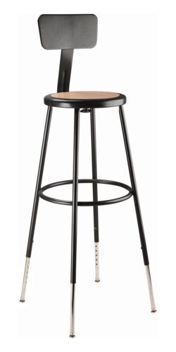 National Public Seating 6230HB-10 Round Stool w/ Solid Back & Masonite Board Seat, Black-cityfoodequipment.com
