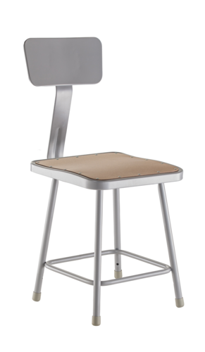 National Public Seating 6318B Square Stool w/ Solid Back & Masonite Board Seat, Gray-cityfoodequipment.com