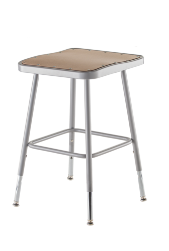 National Public Seating 6318H Square Backless Stool w/ Masonite Board Seat, Gray-cityfoodequipment.com