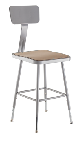 National Public Seating 6318HB Square Stool w/ Solid Back & Masonite Board Seat, Gray-cityfoodequipment.com