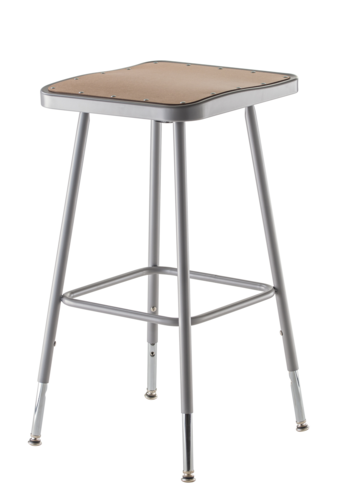 National Public Seating 6324H Square Backless Stool w/ Masonite Board Seat, Gray-cityfoodequipment.com
