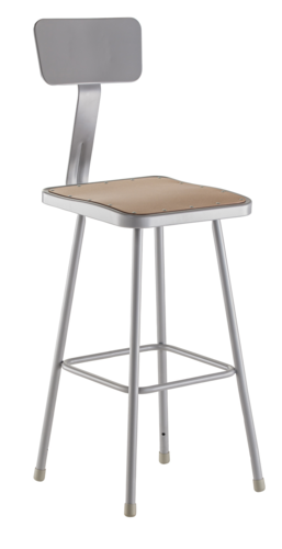 National Public Seating 6330B Square Stool w/ Solid Back & Masonite Board Seat, Gray-cityfoodequipment.com