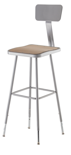 National Public Seating 6330HB Square Stool w/ Solid Back & Masonite Board Seat, Gray-cityfoodequipment.com