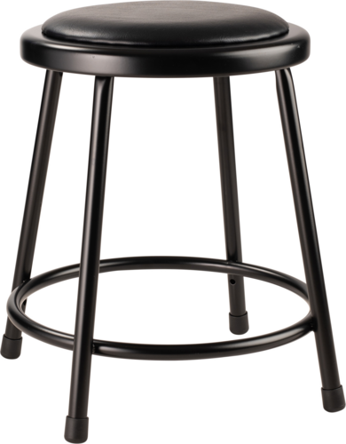 National Public Seating 6418-10 Round Backless Stool w/ Black Vinyl Padded Seat, Black-cityfoodequipment.com